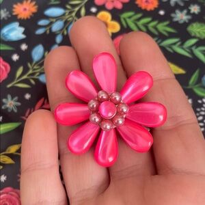 Best Bright Pink Flower Brooch